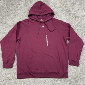 Under Armour UA Rival Fleece Pullover Maroon Red Hoodie 1379757 Mens Size 2XL